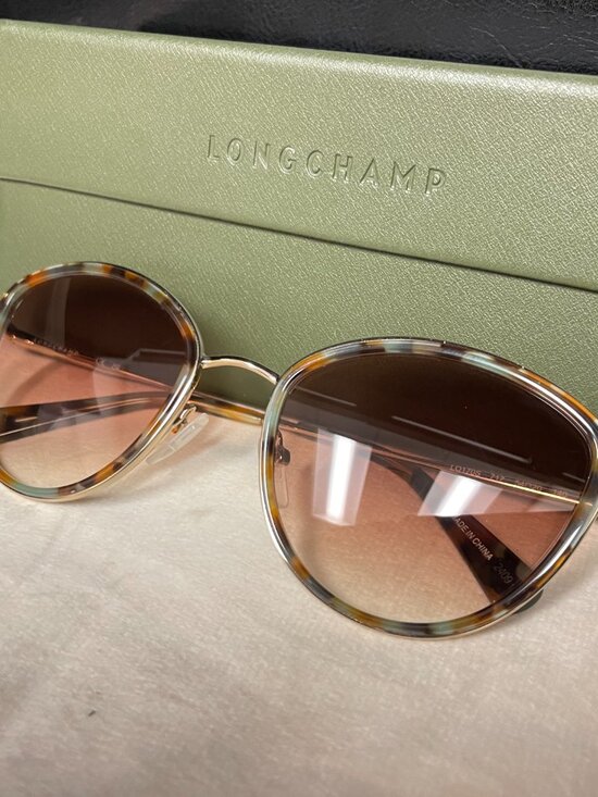 Longchamp Round Cat Eye Sunglasses Tortoise Brown Gradient NEW w/ Case main image 11